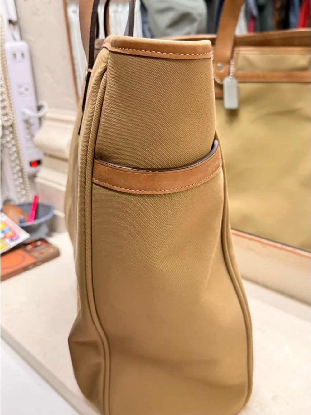 Coach Tan Canvas & Leather Tote - Neutral Tan - Picture 6 of 11